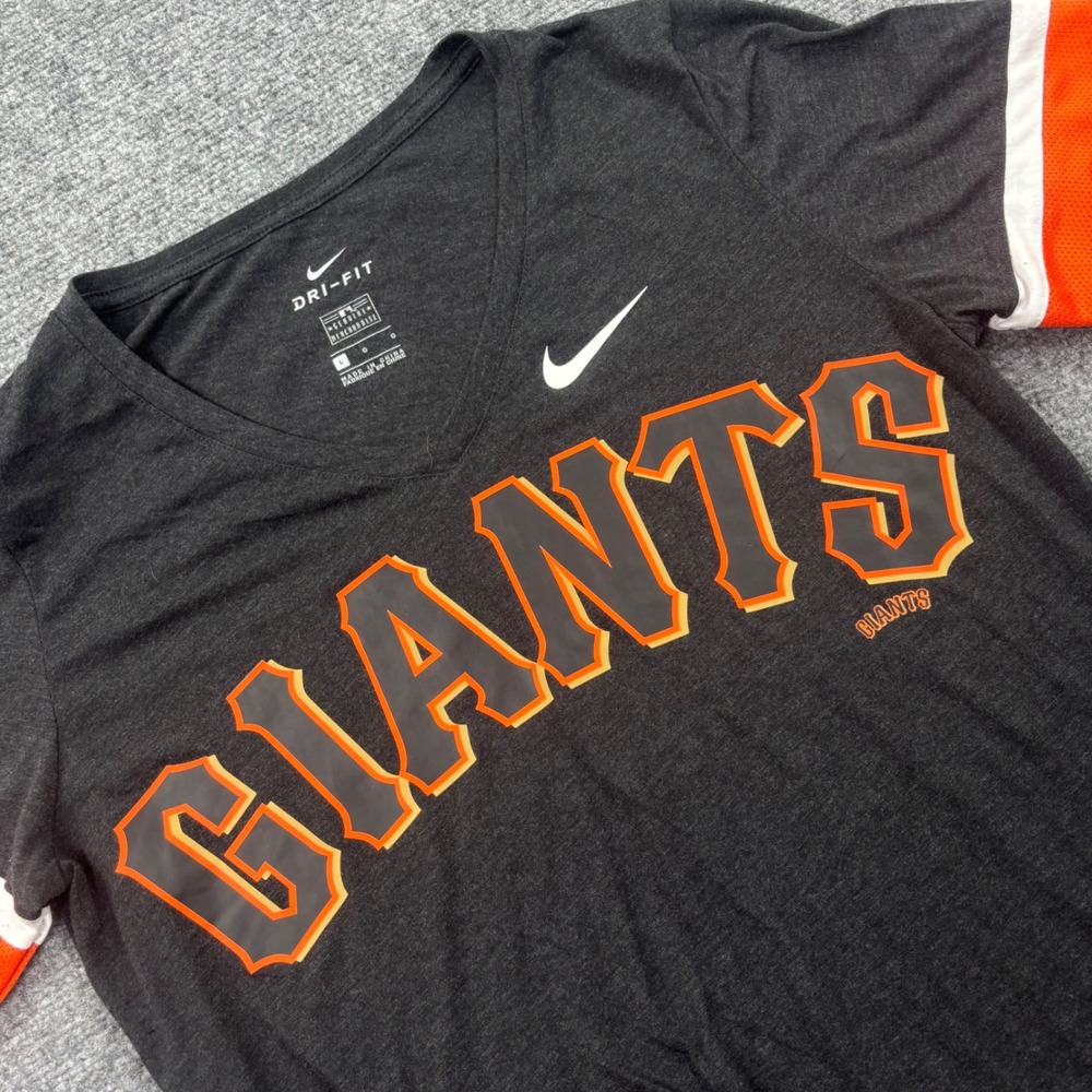 Nike MLB San Francisco Giants T-Shirt Size Large Black Dri-Fit V-Neck Men's‎